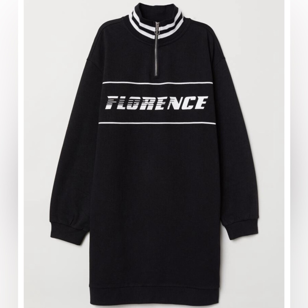 NWOT H&M Divided Black Zip Sweater Turtleneck Fleece Dress Size 4